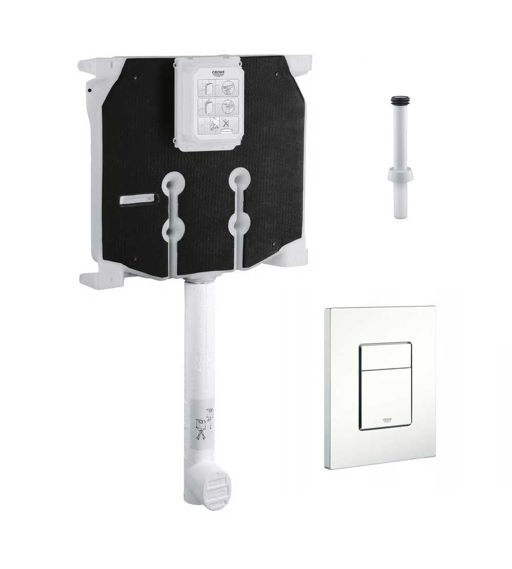 Cassetta scarico GROHE con canotto d'innesto e placca bianca - HD casa