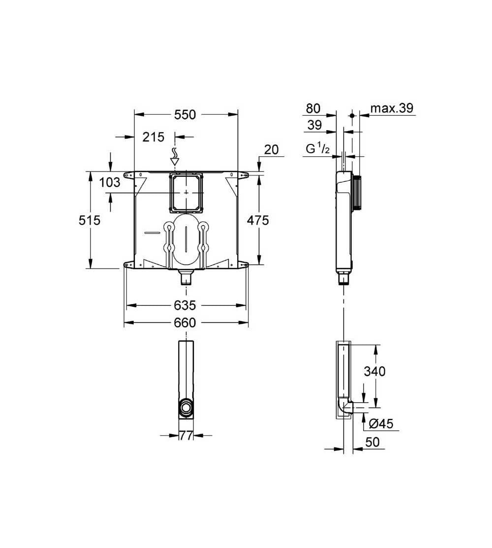 Cassetta scarico GROHE con canotto d'innesto e placca bianca - HD casa