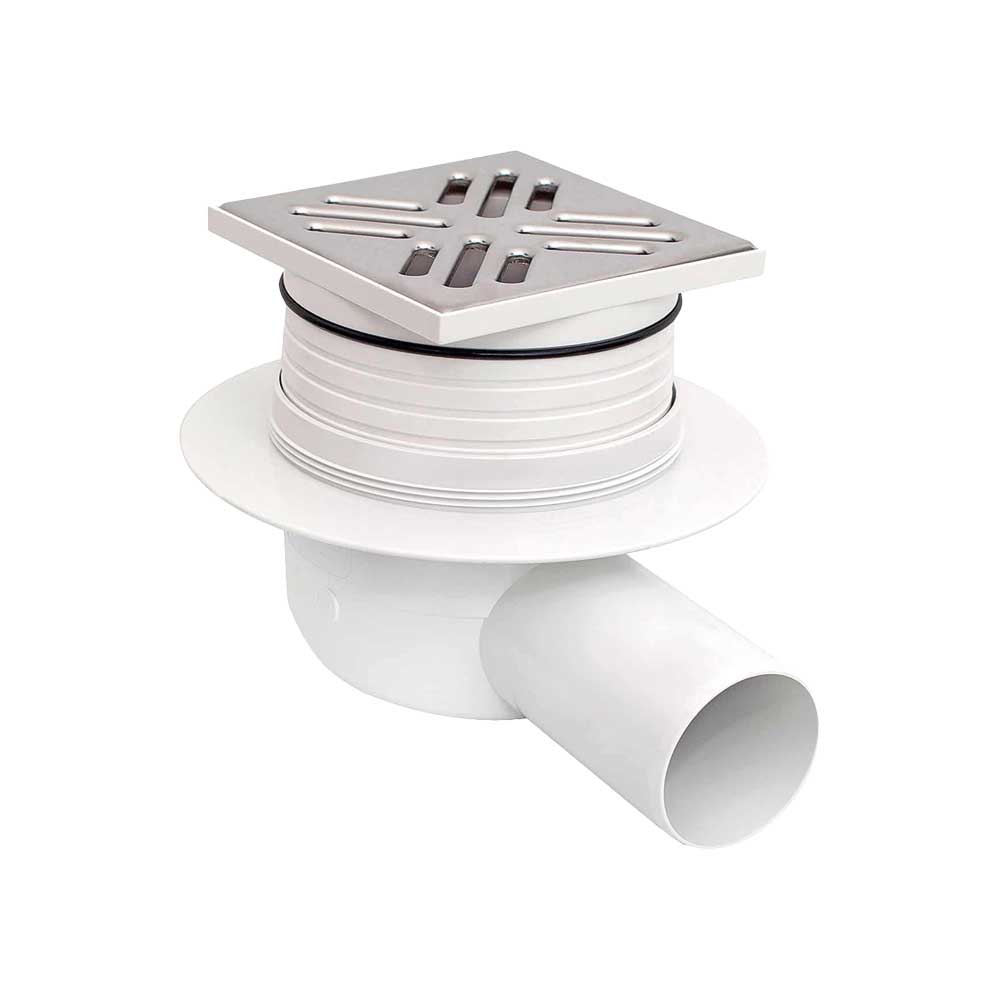 Chiusino sifonato per doccia a pavimento Floor uscita laterale 100 x 100 - Ø50 mm — CR - HD casa