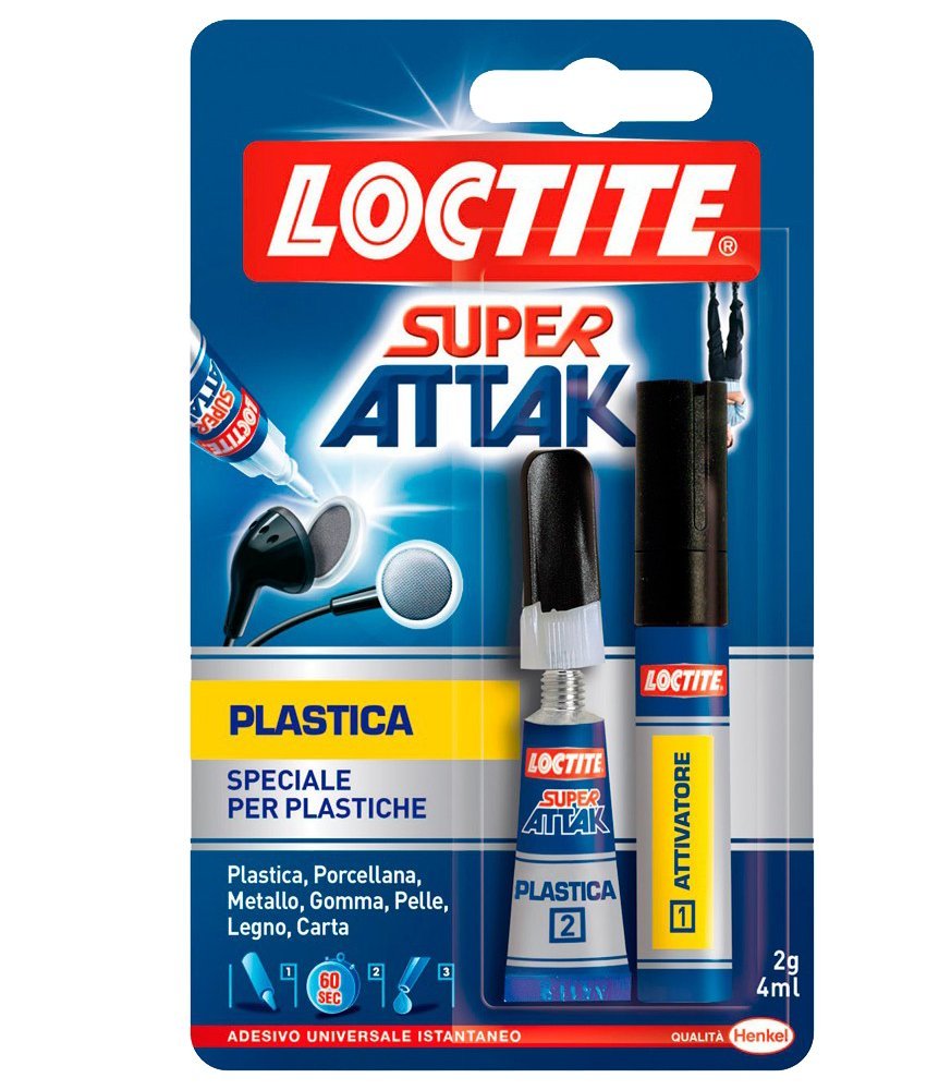 Colla super attak plastica 2 gr + 4 ml — Loctite - HD casa