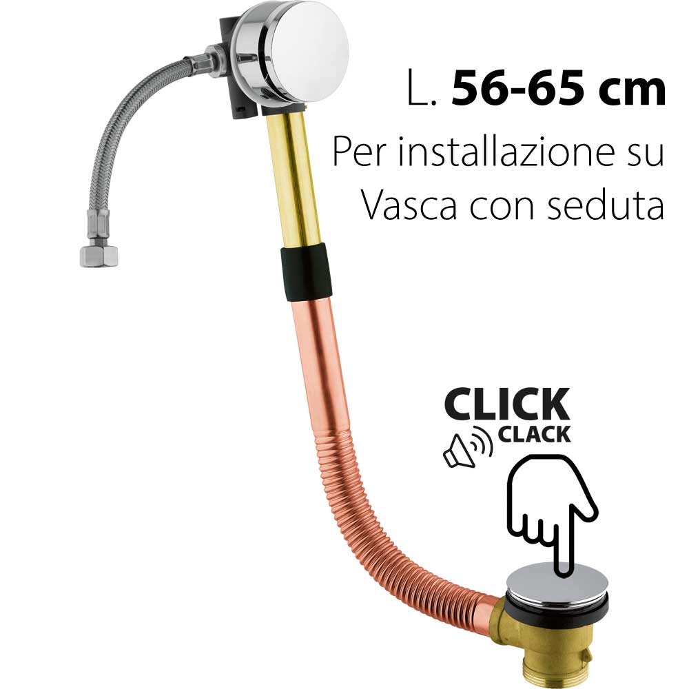 Colonna di scarico vasca in ottone con bocca di erogazione c/seduta 56-65 cm — CGS - HD casa