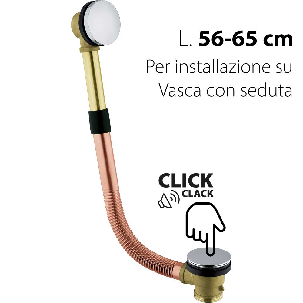 Colonna di scarico vasca in ottone con tappo click-clack c/seduta 56-65 cm — CGS - HD casa