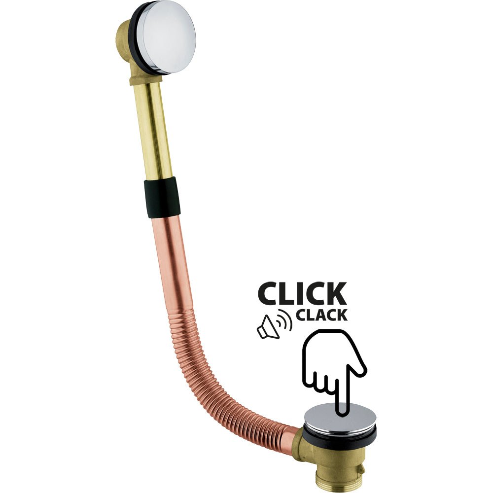 Colonna di scarico vasca in ottone con tappo click-clack normale 45-55 cm — CGS - HD casa