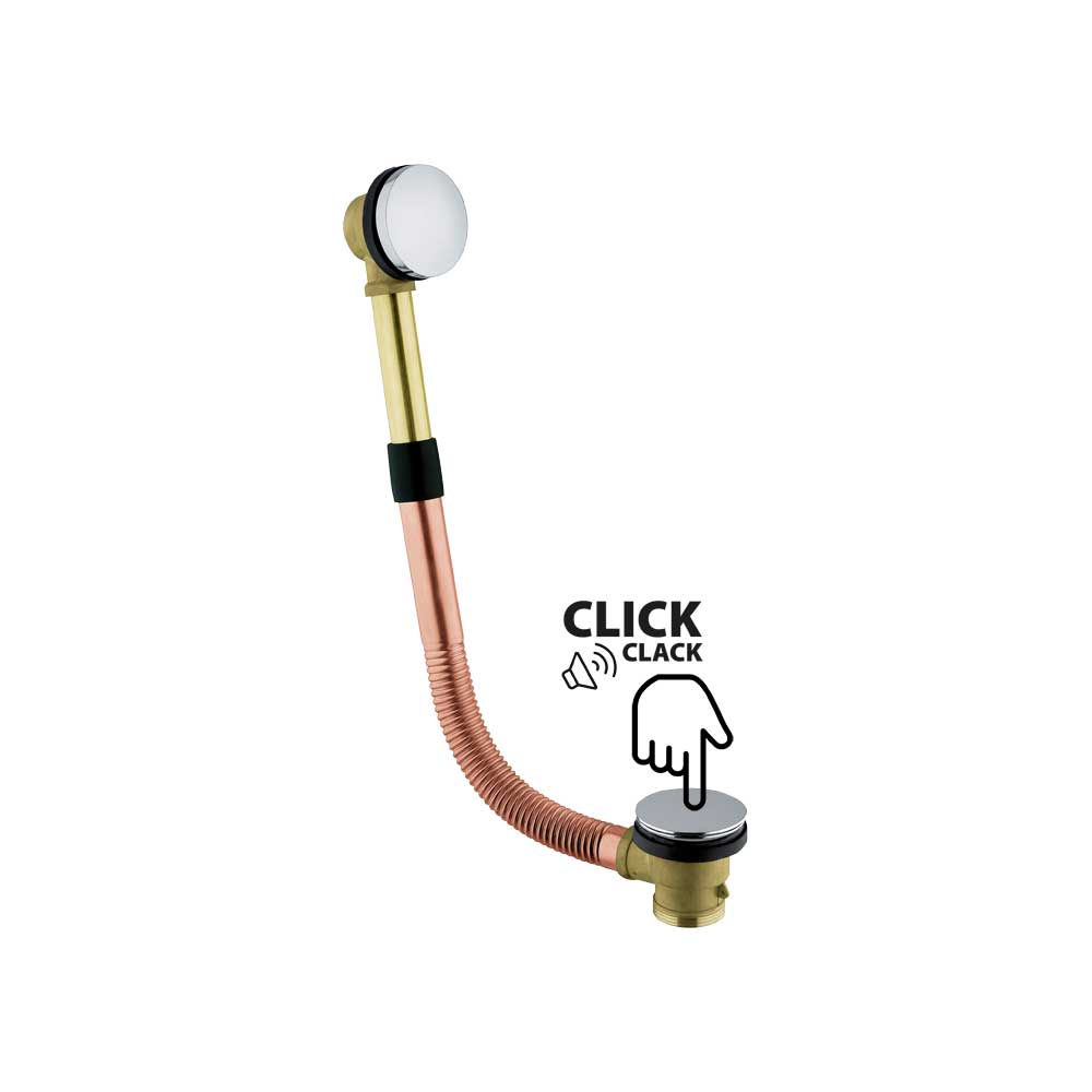 Colonna di scarico vasca in ottone con tappo click-clack normale 45-55 cm — CGS - HD casa