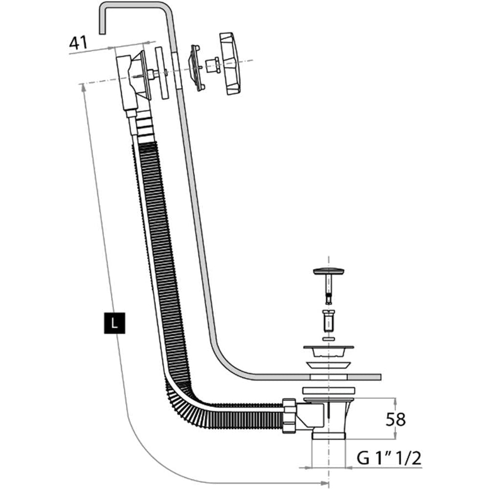 Colonna di scarico vasca in polipropilene c/seduta 56-65 cm — CGS - HD casa