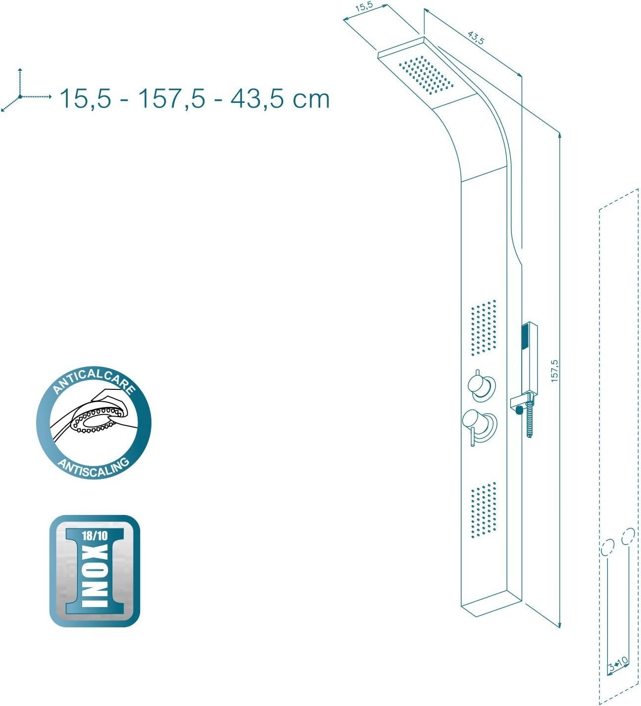 Colonna Doccia Modello Loira In Acciaio Inox multifunzione Metaform - HD casa