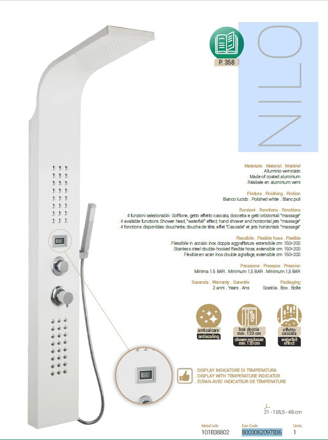 Colonna Doccia multifunzione In Alluminio Verniciato Modello Nilo Bianca - HD casa