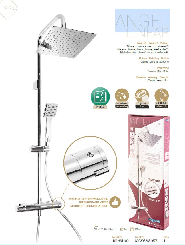 Colonna doccia quadra ANGEL con miscelatore termostatico metaform - HD casa