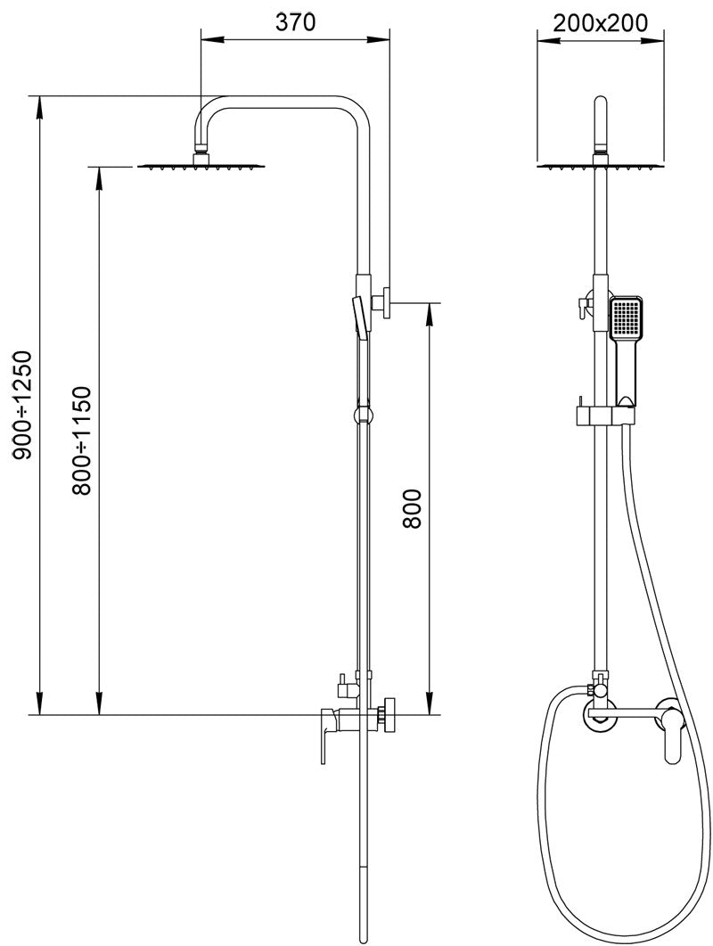 Colonna doccia regolabile in metallo SABHINA con miscelatore monocomando e soffione anticalcare - HD casa