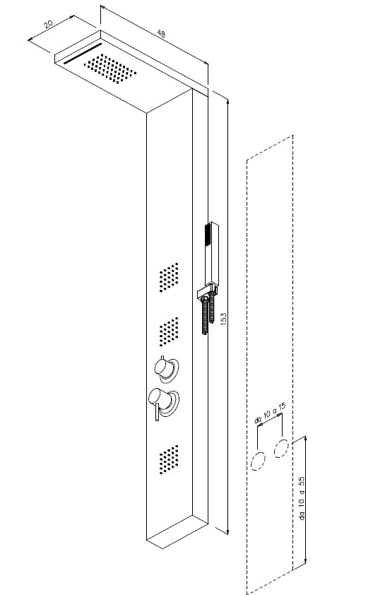 Colonna doccia SKY in acciaio inox 4 funzioni - HD casa