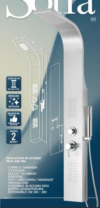 Colonna doccia SOFIA acciaio inox spazzolato 3 funzioni - HD casa