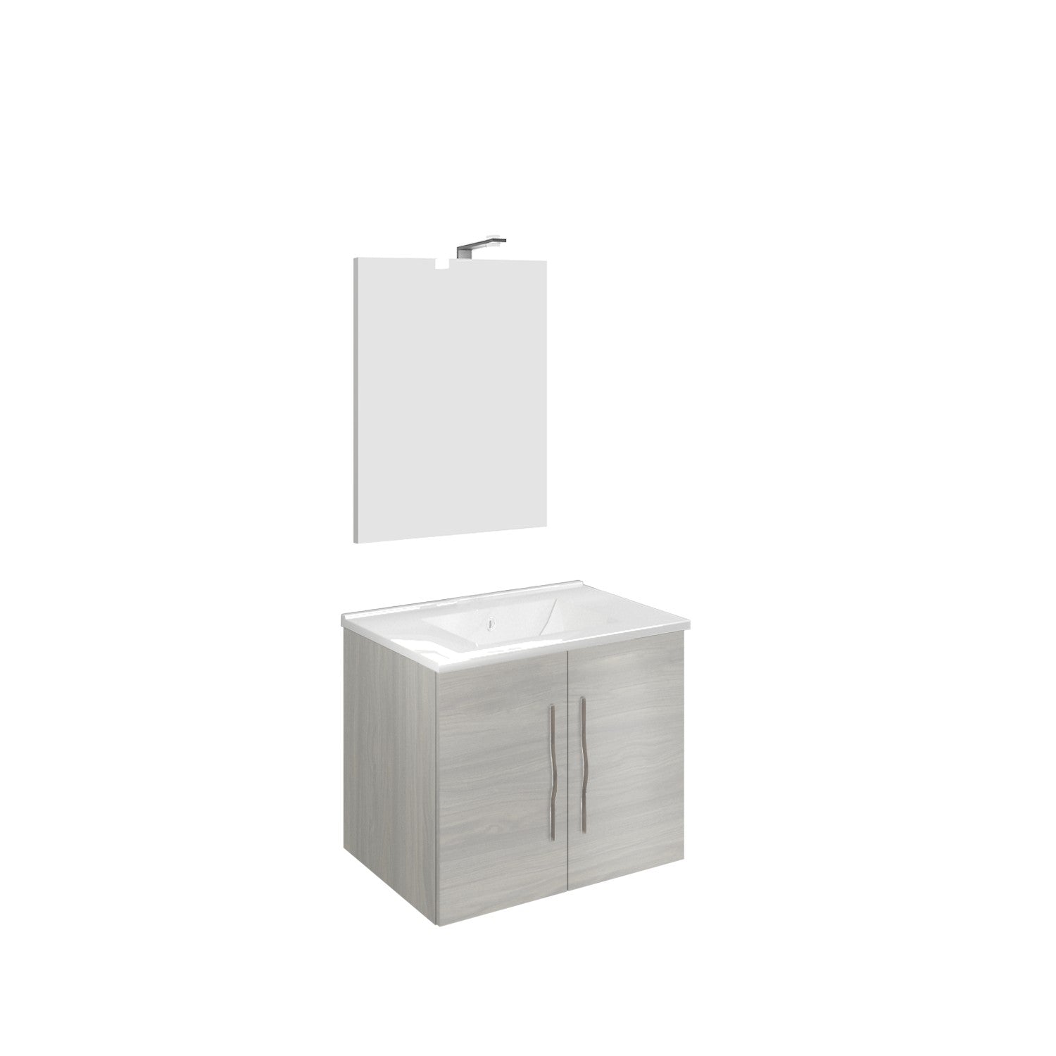 Composizione bagno 61cm , lavabo in ceramica , mobile e specchio con lampada modello Corallo 4452 - HD casa