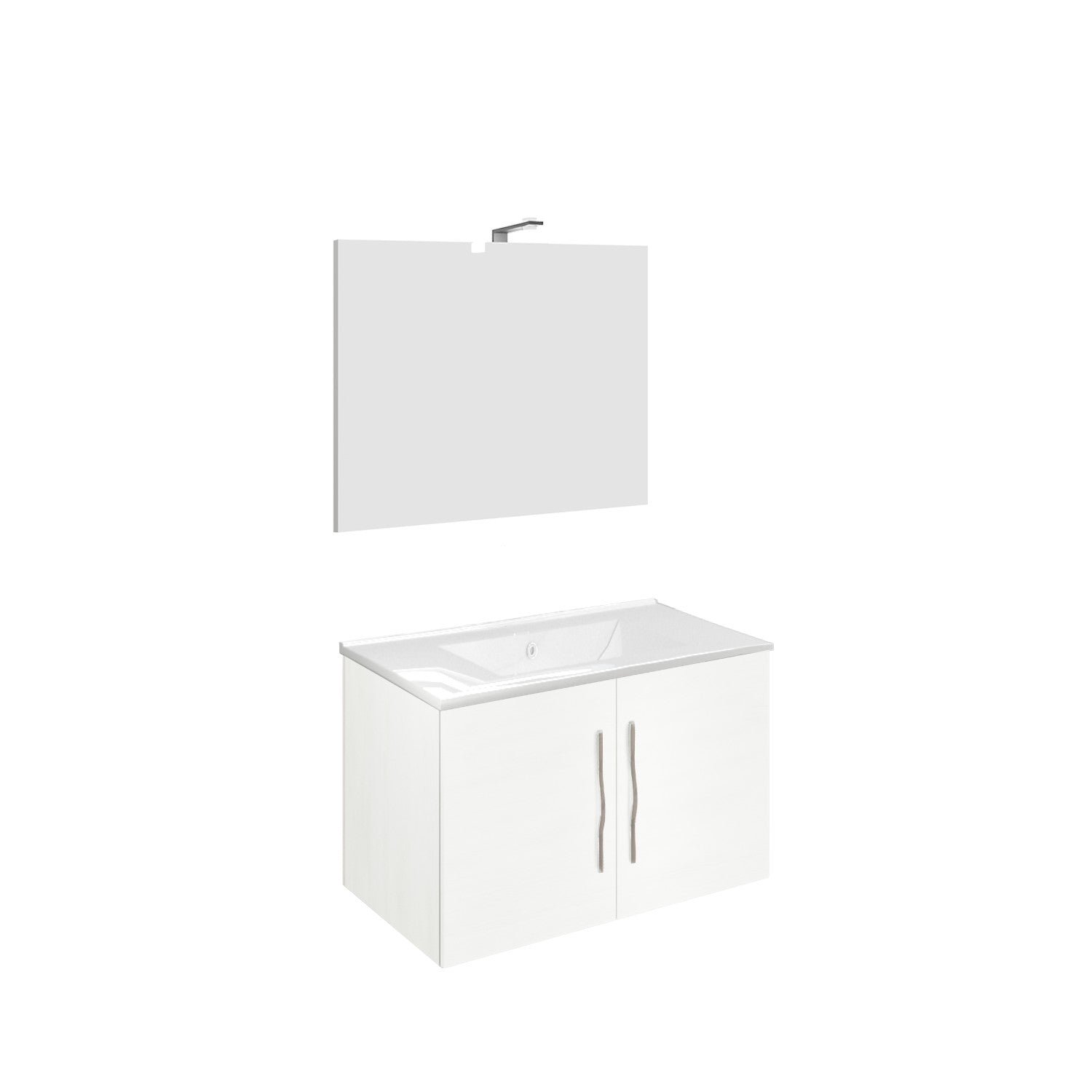 Composizione bagno 81cm , lavabo in ceramica , mobile e specchio con lampada modello Corallo 4055 - HD casa