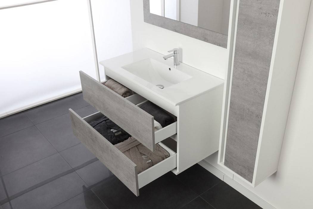 Composizione Bagno sospesa Linea Fabula 90 cm colore cemento - HD casa