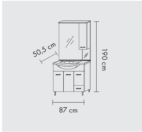 Composizione da bagno 3 ante da 85cm con cassetto , lavabo e specchiera con pensile - HD casa
