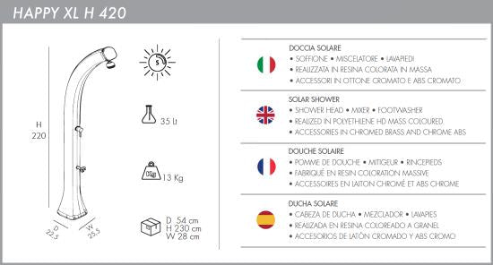 Doccia giardino solare Arkema bianca con lavapiedi 35 lt - HD casa