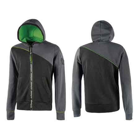 Felpa full zip Jupiter GRIGIO/VERDE Upower tg. l - HD casa
