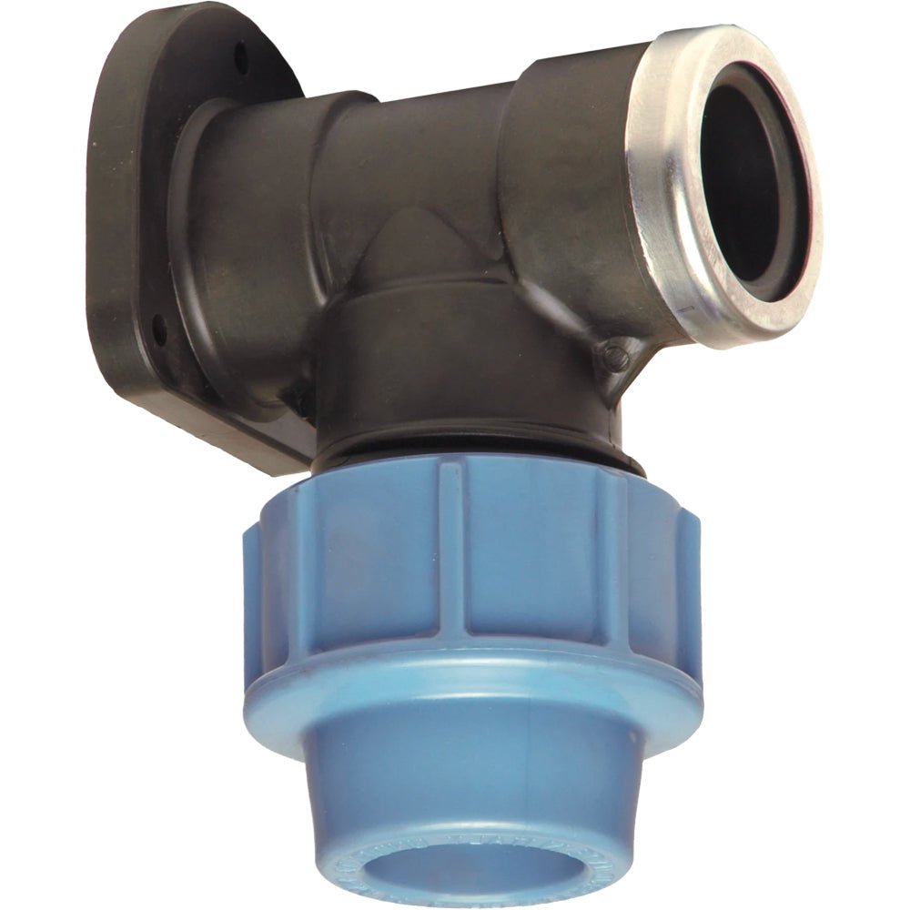 Gomito a compressione femmina flangiato per tubo polietilene Unidelta Ø20 x 1/2"F - PN16 - HD casa