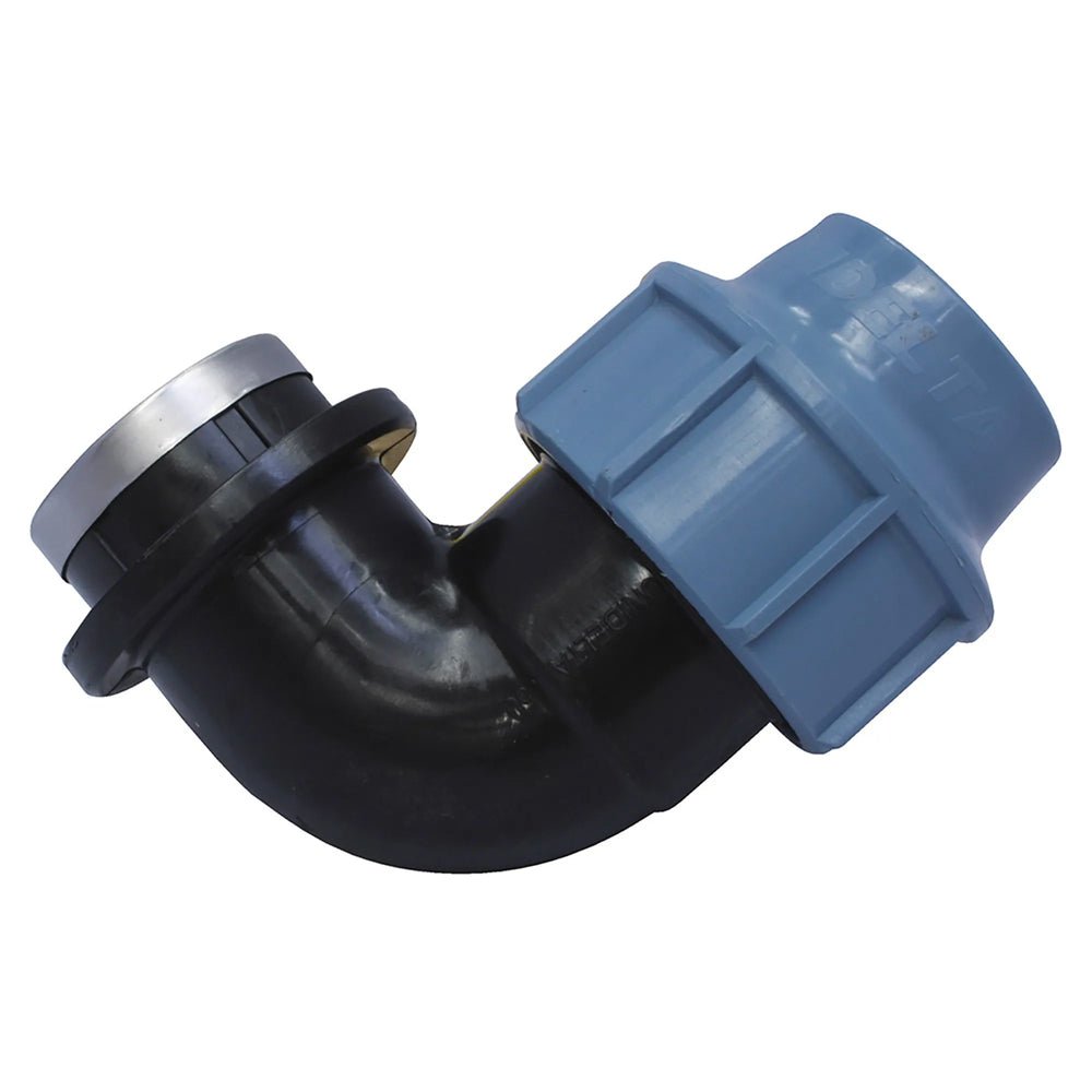 Gomito femmina a compressione per tubo polietilene Unidelta Ø63 x 2"F - PN16* - HD casa