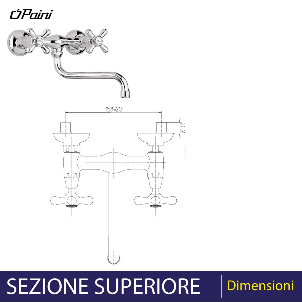 Gruppo lavello a parete Liberty con canna snodabile cromo — Paini - HD casa