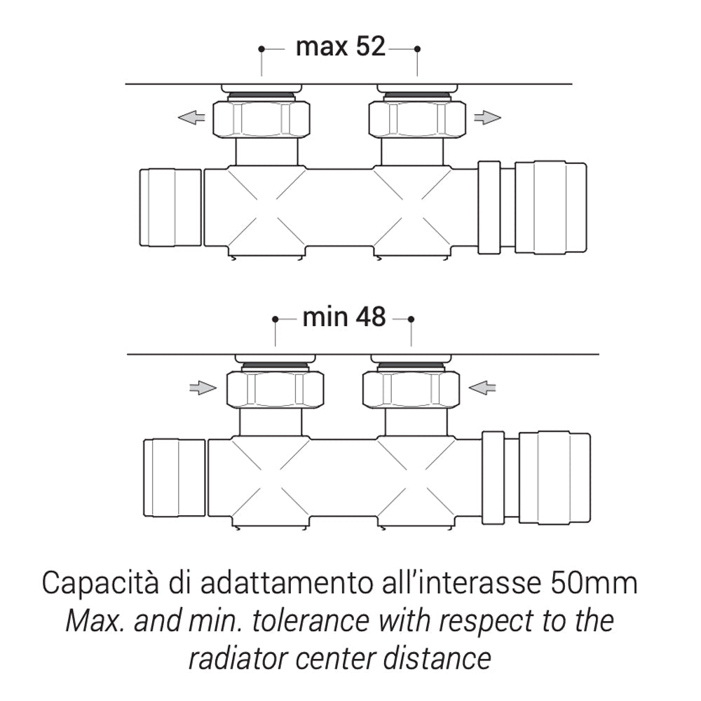 Gruppo valvola termostatizzabile e detentore attacco rame e multistrato 1/2" - 24x19 cromato — SR - HD casa