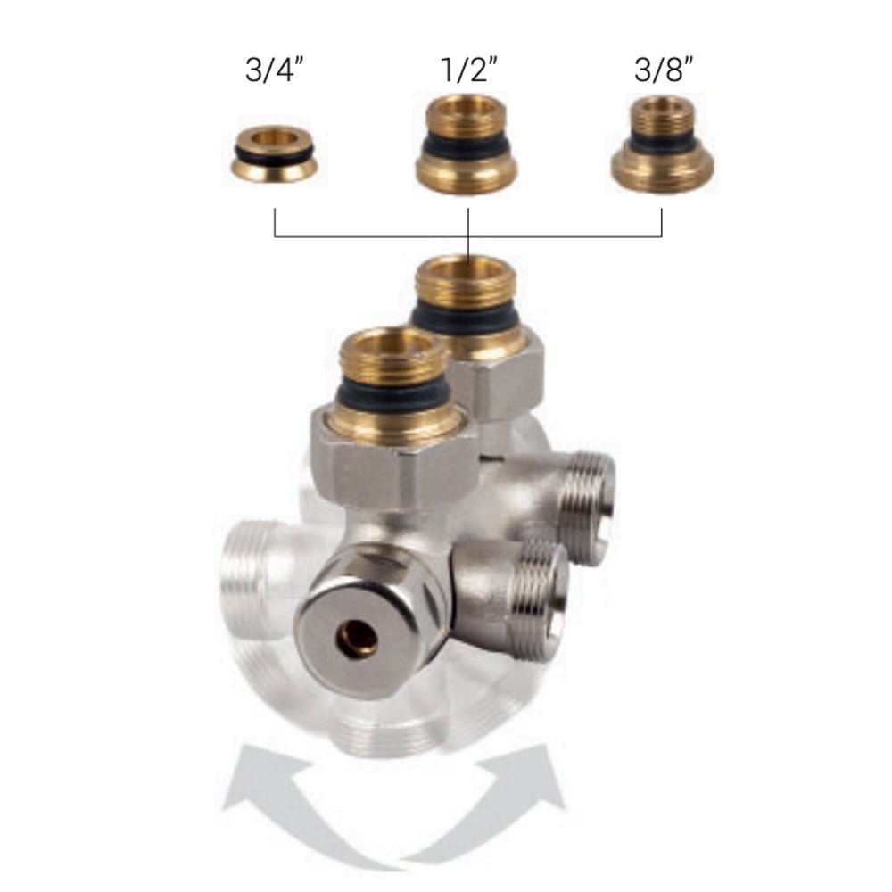 Gruppo valvola termostatizzabile e detentore per MONO/BITUBO rame e multistrato 1/2" - 24x19 — SR - HD casa