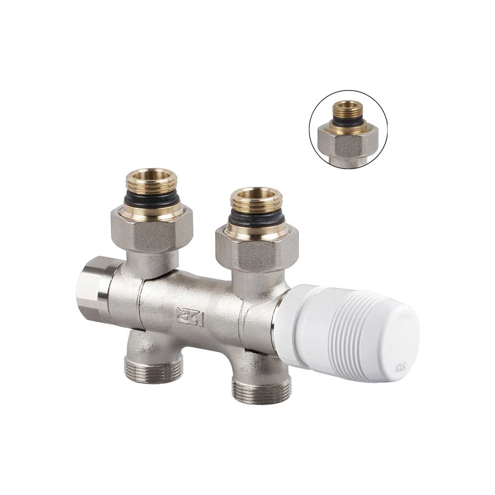 Gruppo valvola termostatizzabile e detentore per MONO/BITUBO rame e multistrato 3/8" - 24x19 — SR - HD casa