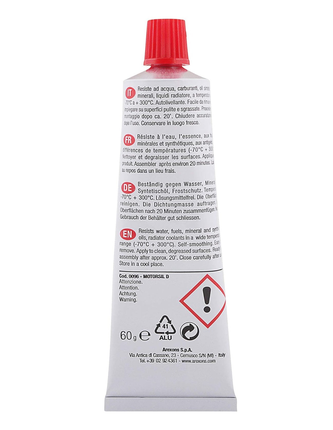 Guarnizione siliconica motorsil d 60 gr - colore rosso — Arexons - HD casa