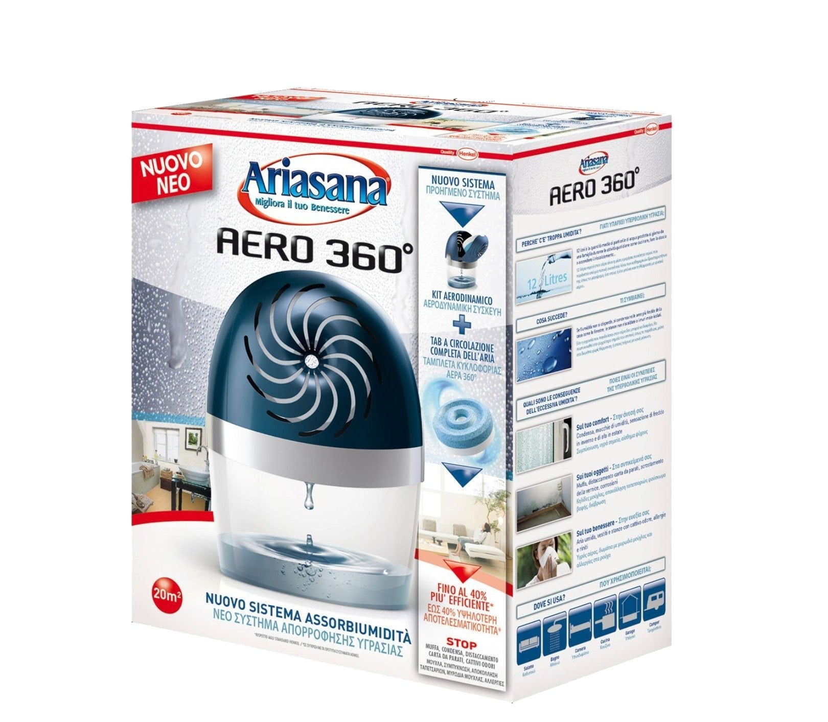 Kit assorbiumidita aero 360°' 450 gr + ricarica tab — Ariasana - HD casa