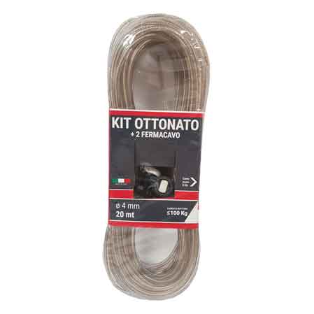Kit cavetto stendibiancheria matassa Ø 4 mm - 20 mt - con due fermacavi - HD casa