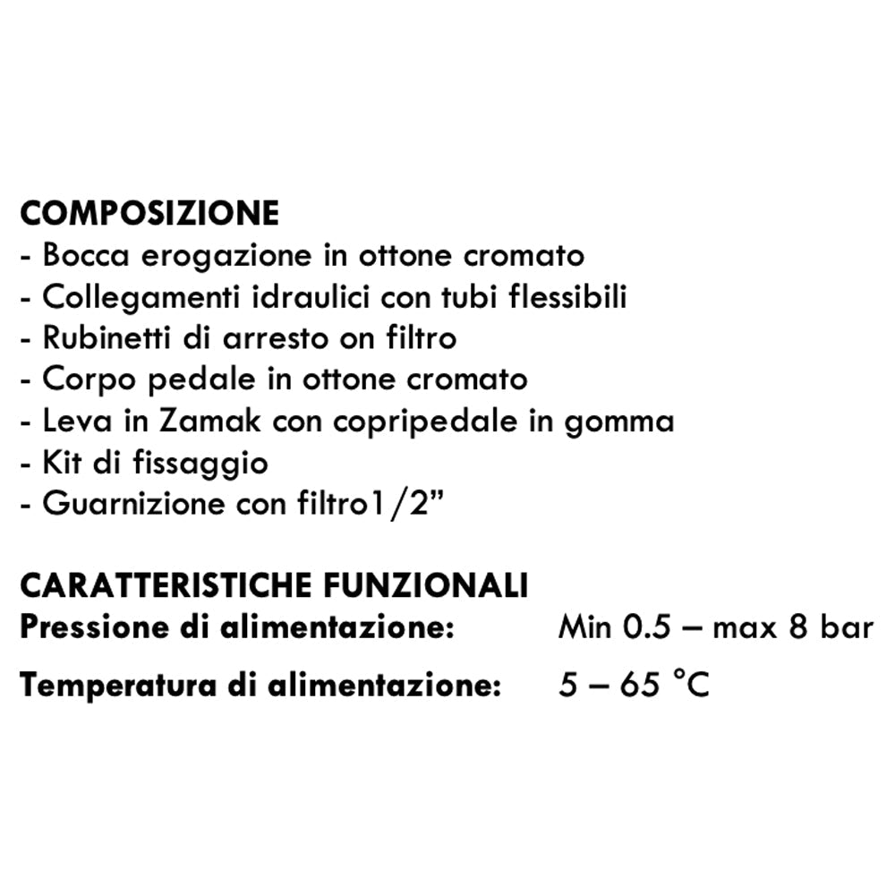 Kit completo rubinetto a pedale con bocca di erogazione modello U 1 pedale — Idral - HD casa