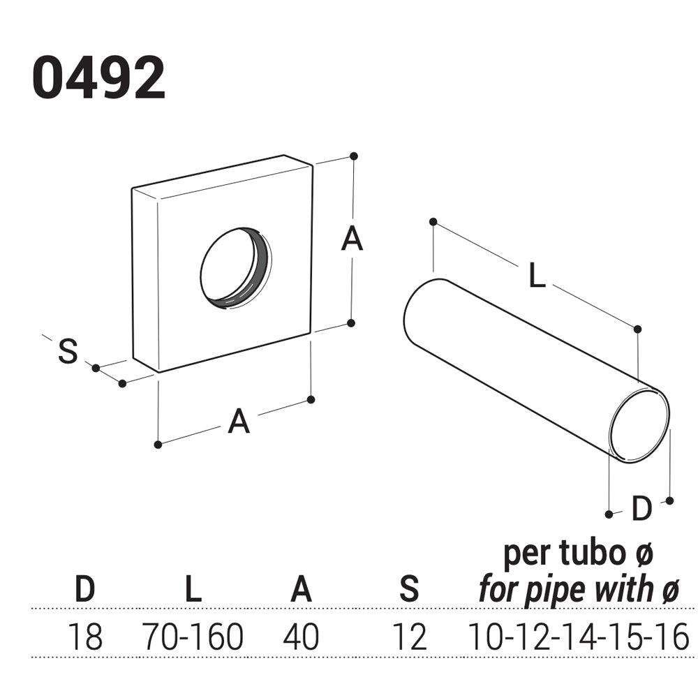 Kit copritubo quadrato cromo Ø18 x L.70 mm - HD casa