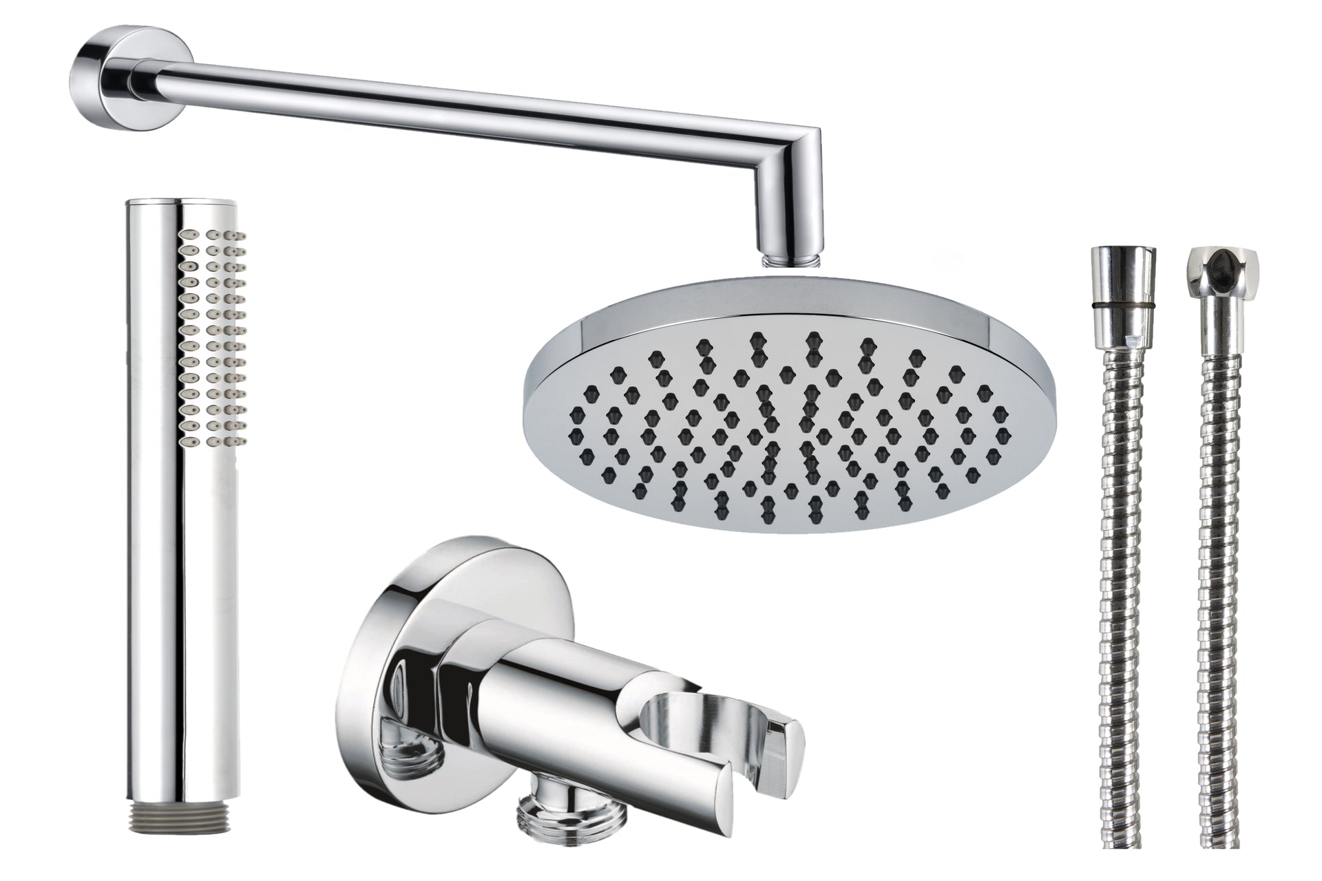 Kit doccia rotondo con soffione e braccio cromato diam. 20 - HD casa