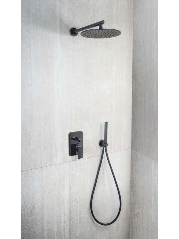 Kit Restyling Doccia Nero Opaco Tondo Braccio Presa Acqua Doccetta e Soffione metaform - HD casa