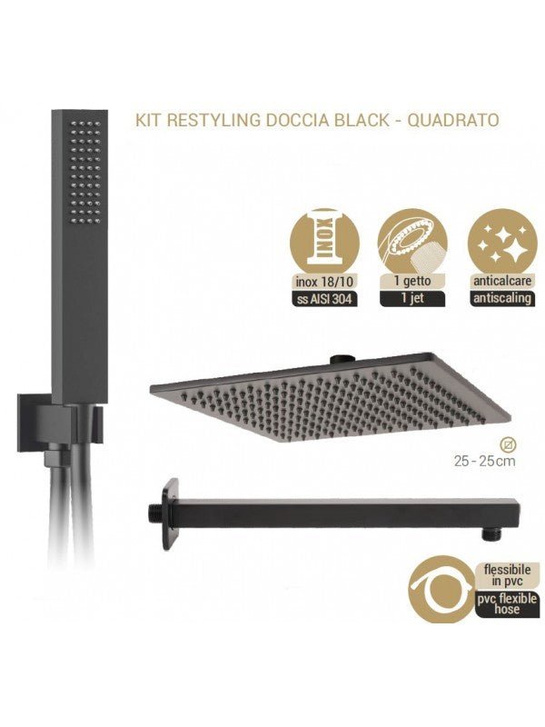 Kit Restyling Doccia Quadro nero opaco quadrato metaform - HD casa