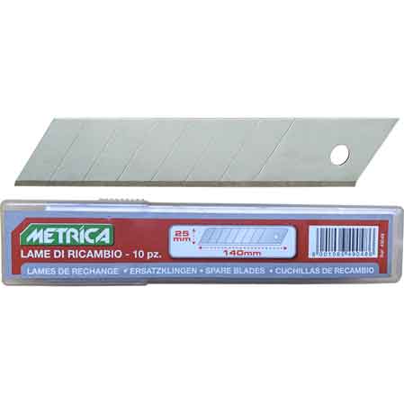 Lama di ricambio per cutter professionale Metrica 18x42,5x0,45 mm - confezione 10 pezzi - HD casa
