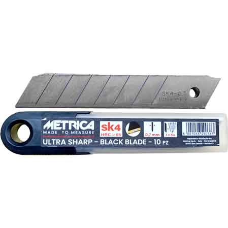 Lama di ricambio per cutter professionale Metrica black blade 18x100x0,7 mm - confezione 10 pezzi - HD casa