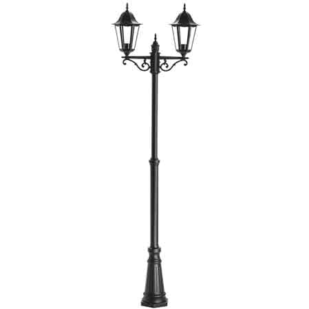 Lampione '6 facce con due lanterne colore nero cm.190 — Cardinale - HD casa