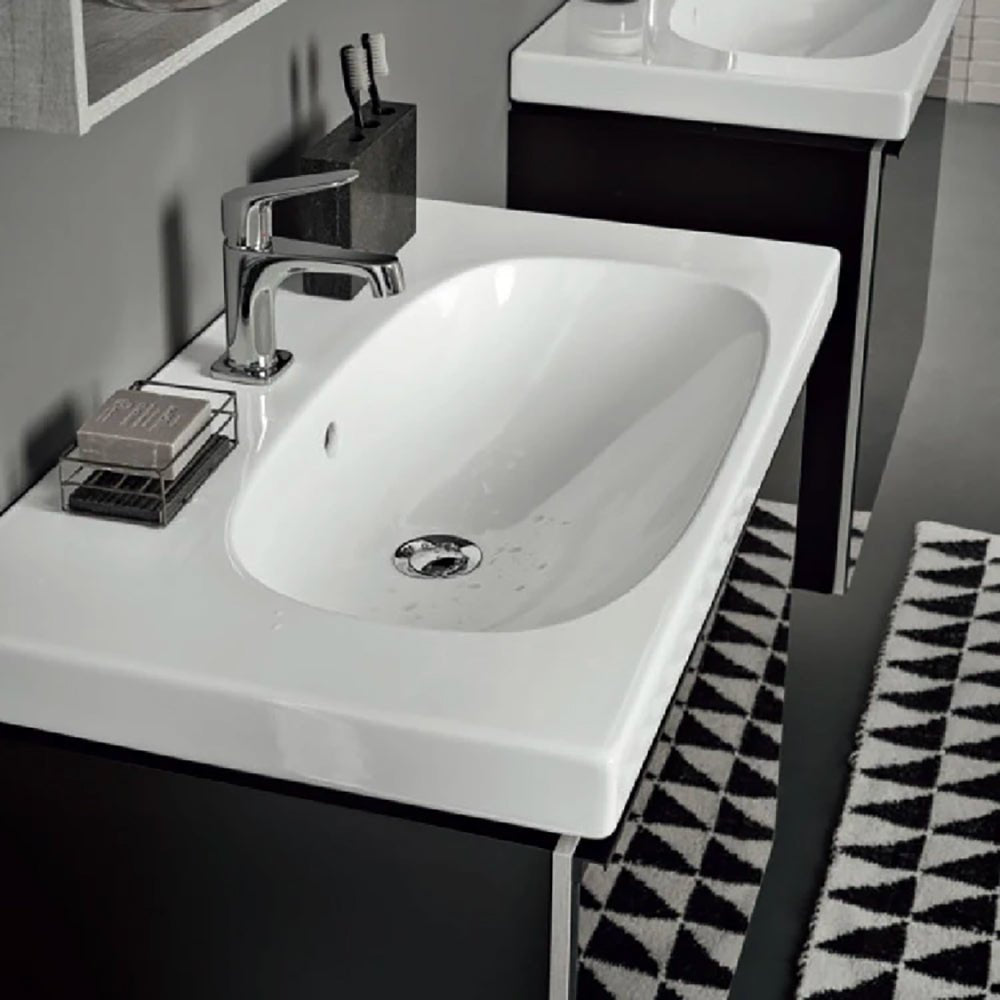 Lavabo monoforo Acanto con superficie di appoggio 75 cm — Geberit - HD casa