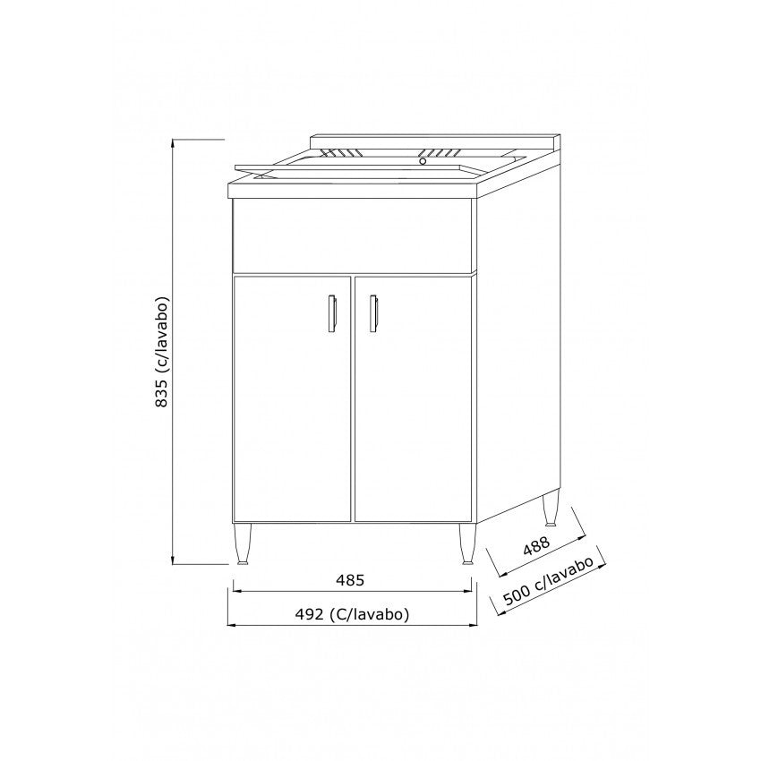 Lavatoio 2 ante da cm 50x50 colore Bianco - HD casa