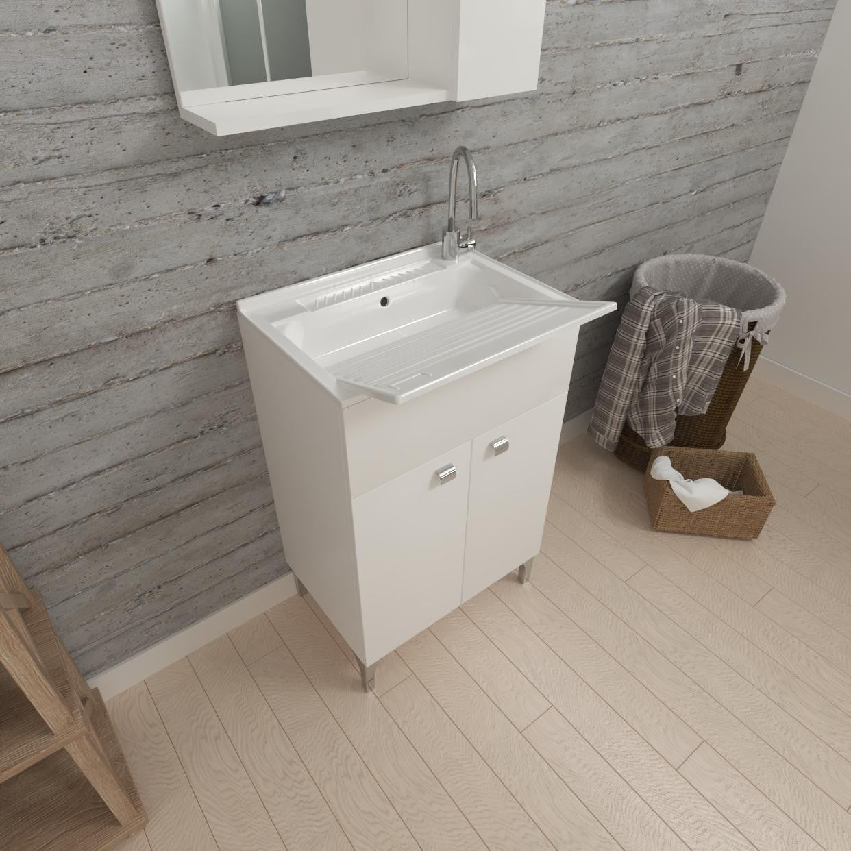 Lavatoio 2 ante da cm 50x50 colore Bianco - HD casa