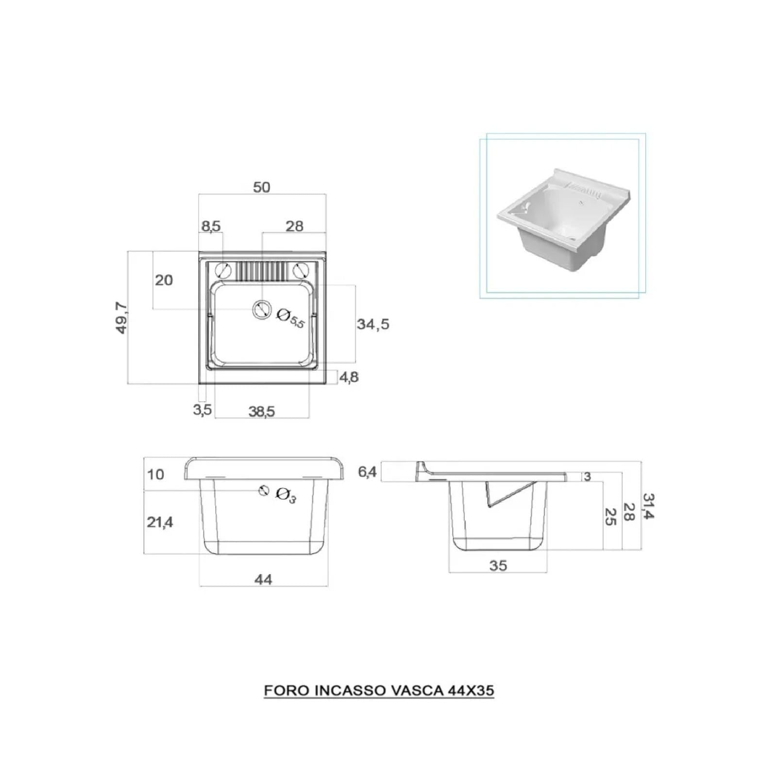 Lavatoio 2 ante da cm 50x50 colore rovere fumo - HD casa