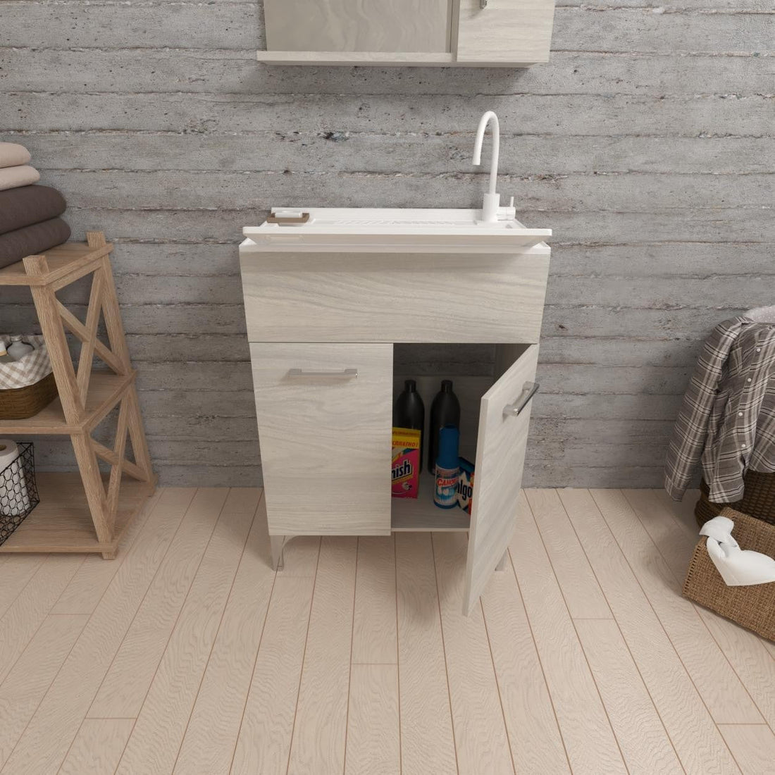 Lavatoio 2 ante da cm 60x50 colore rovere grigio - HD casa