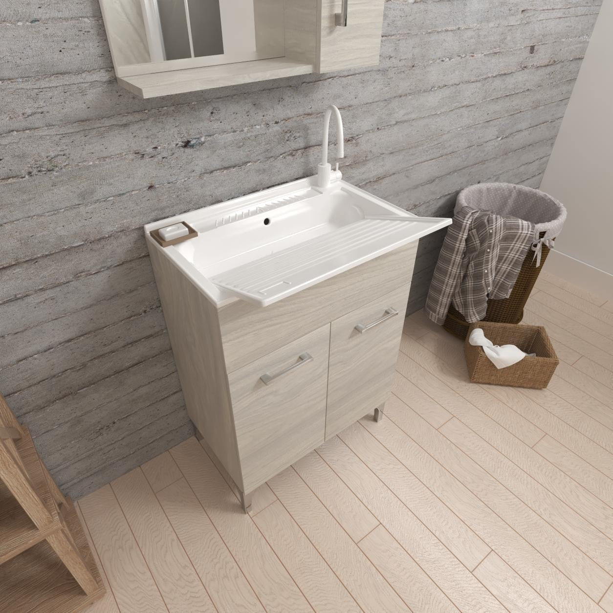 Lavatoio 2 ante da cm 60x50 colore rovere grigio - HD casa