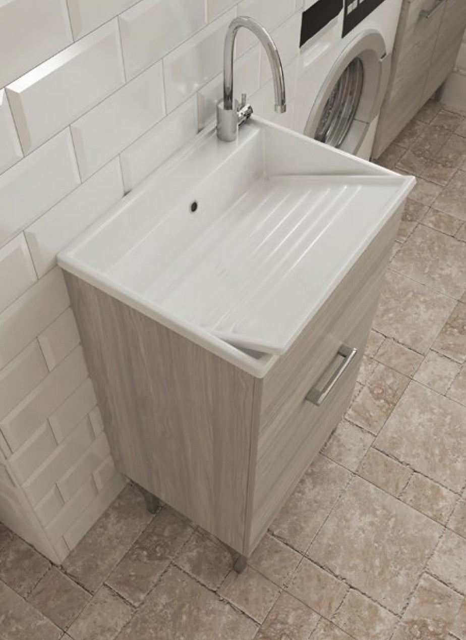 Lavatoio anta unica da cm 45x50 colore rovere bianco - HD casa