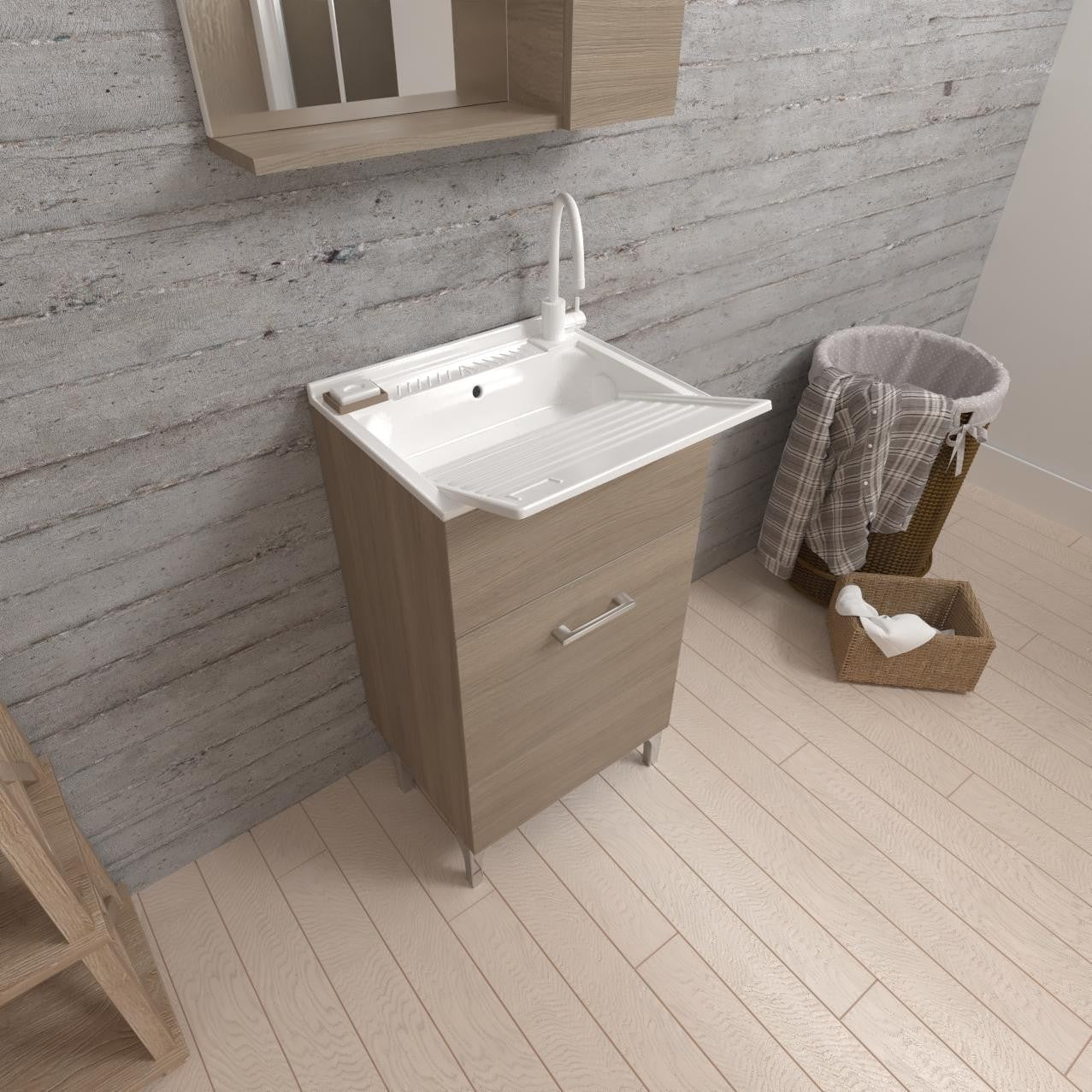 Lavatoio anta unica da cm 45x50 colore rovere fumo - HD casa