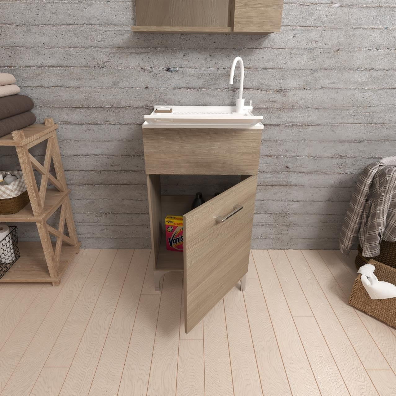 Lavatoio anta unica da cm 45x50 colore rovere fumo - HD casa