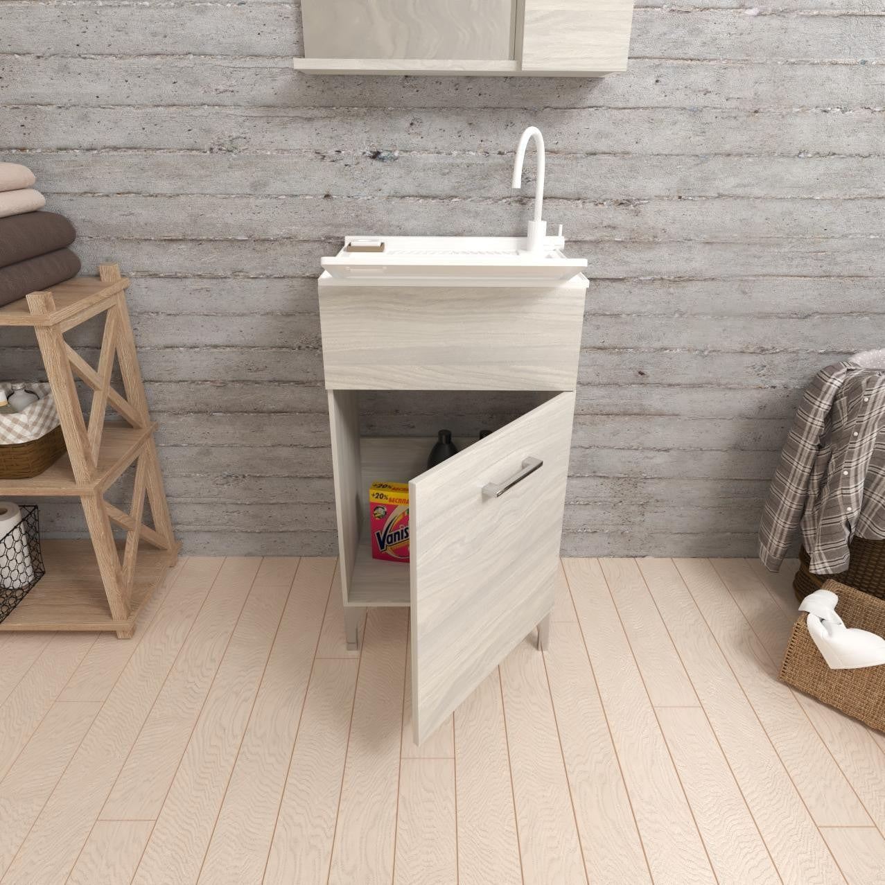 Lavatoio anta unica da cm 45x50 colore rovere grigio - HD casa