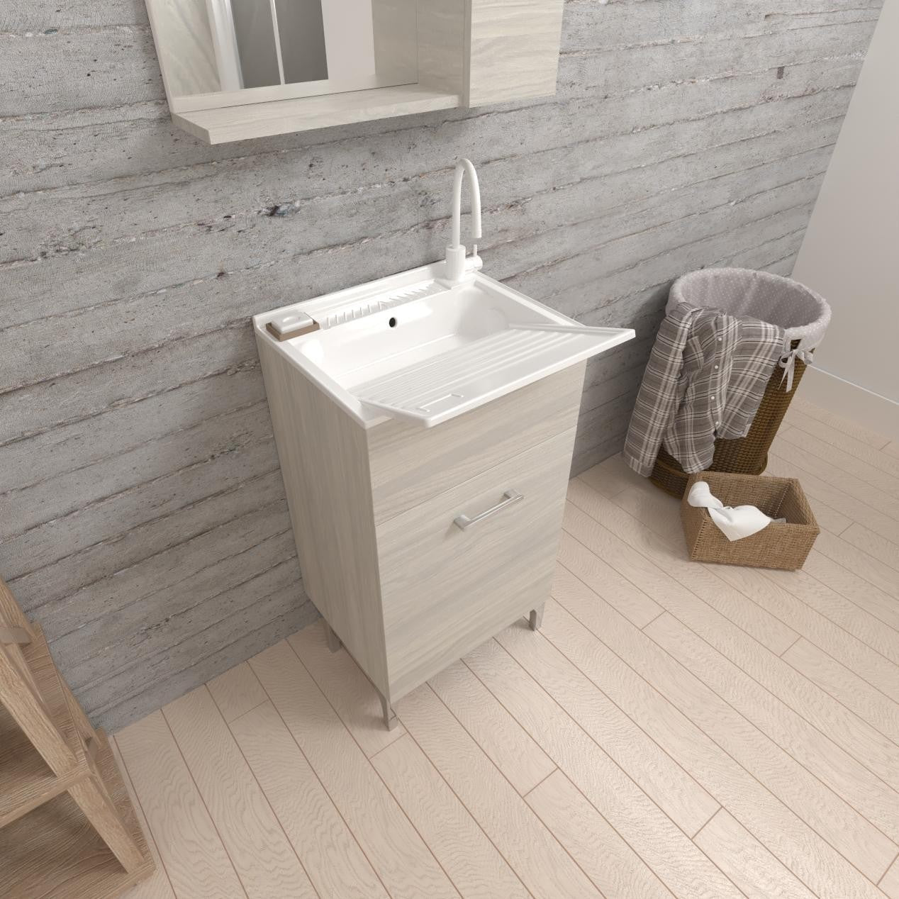 Lavatoio anta unica da cm 45x50 colore rovere grigio - HD casa