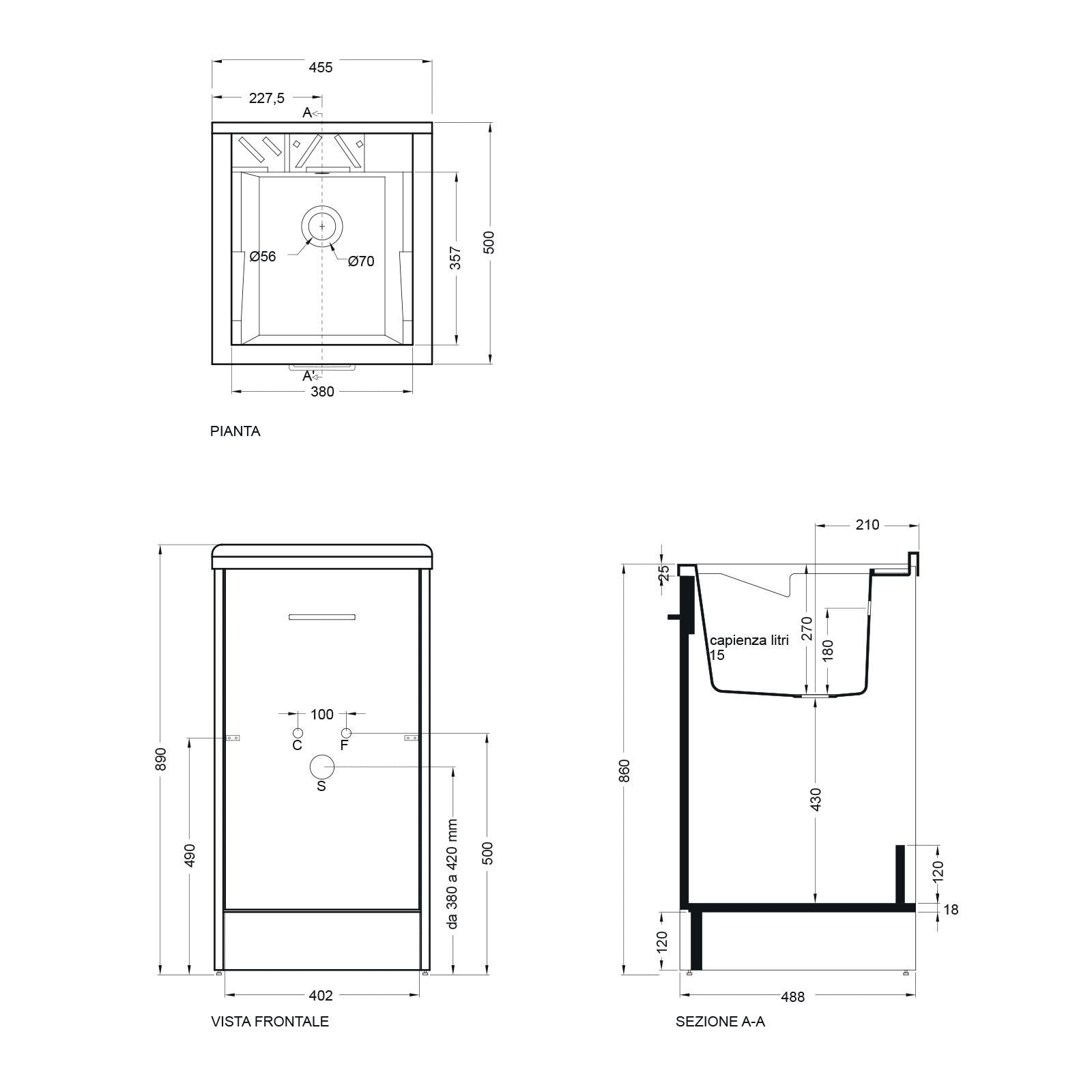 Lavatoio Lavapanni Domestica Colavene 45X50X86h cm con vasca e mobile contenitore - HD casa